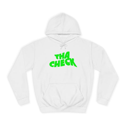 Unisex College Hoodie - 'THA CHECK' Graphic Sweatshirt for Casual Comfort