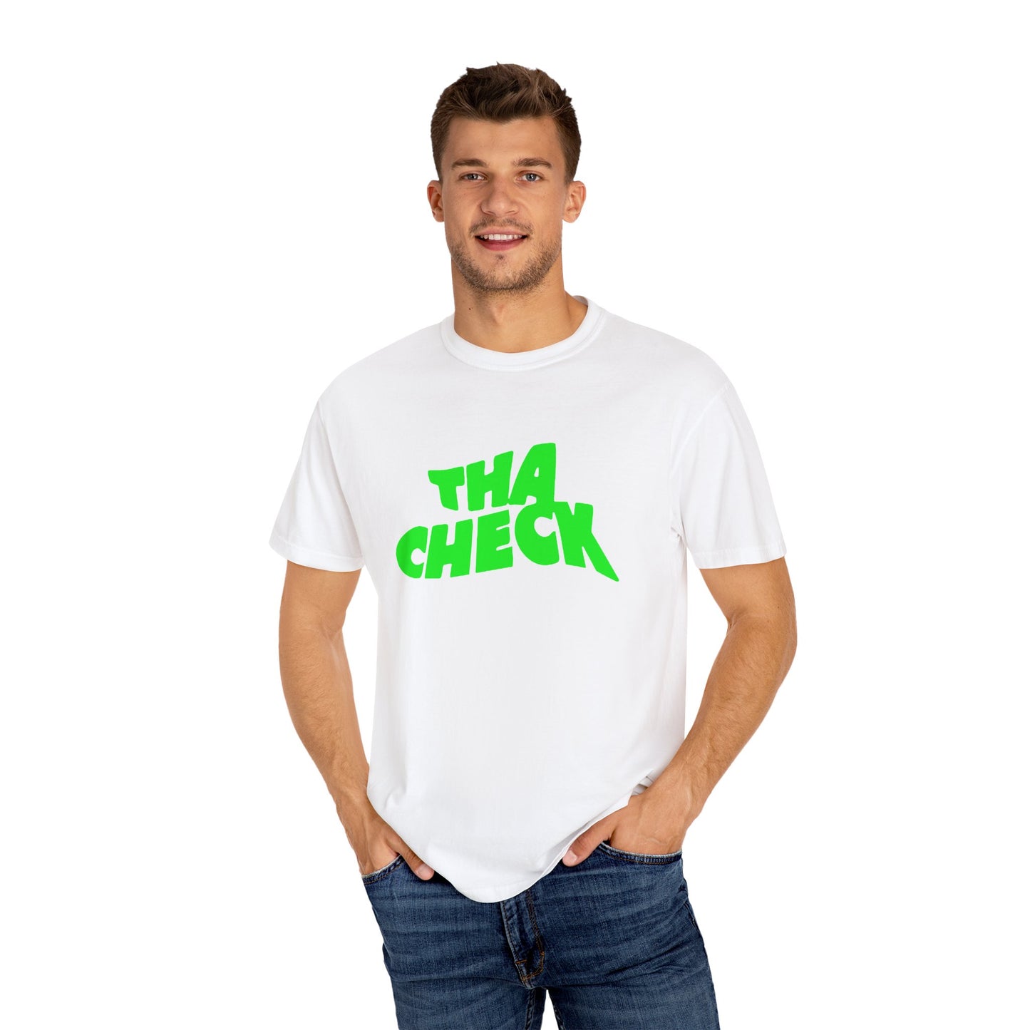 Trendy Unisex T-Shirt with 'Tha Check' Graphic - Perfect for Streetwear Lovers