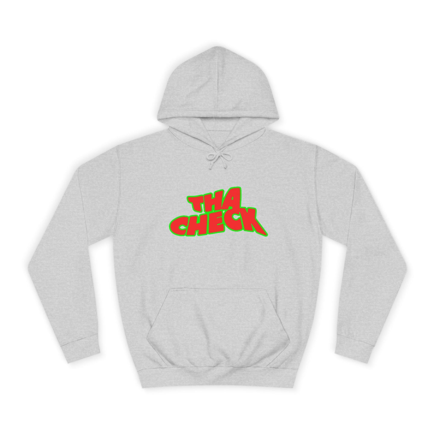 Colorful Unisex College Hoodie with 'THA CHECK' Design