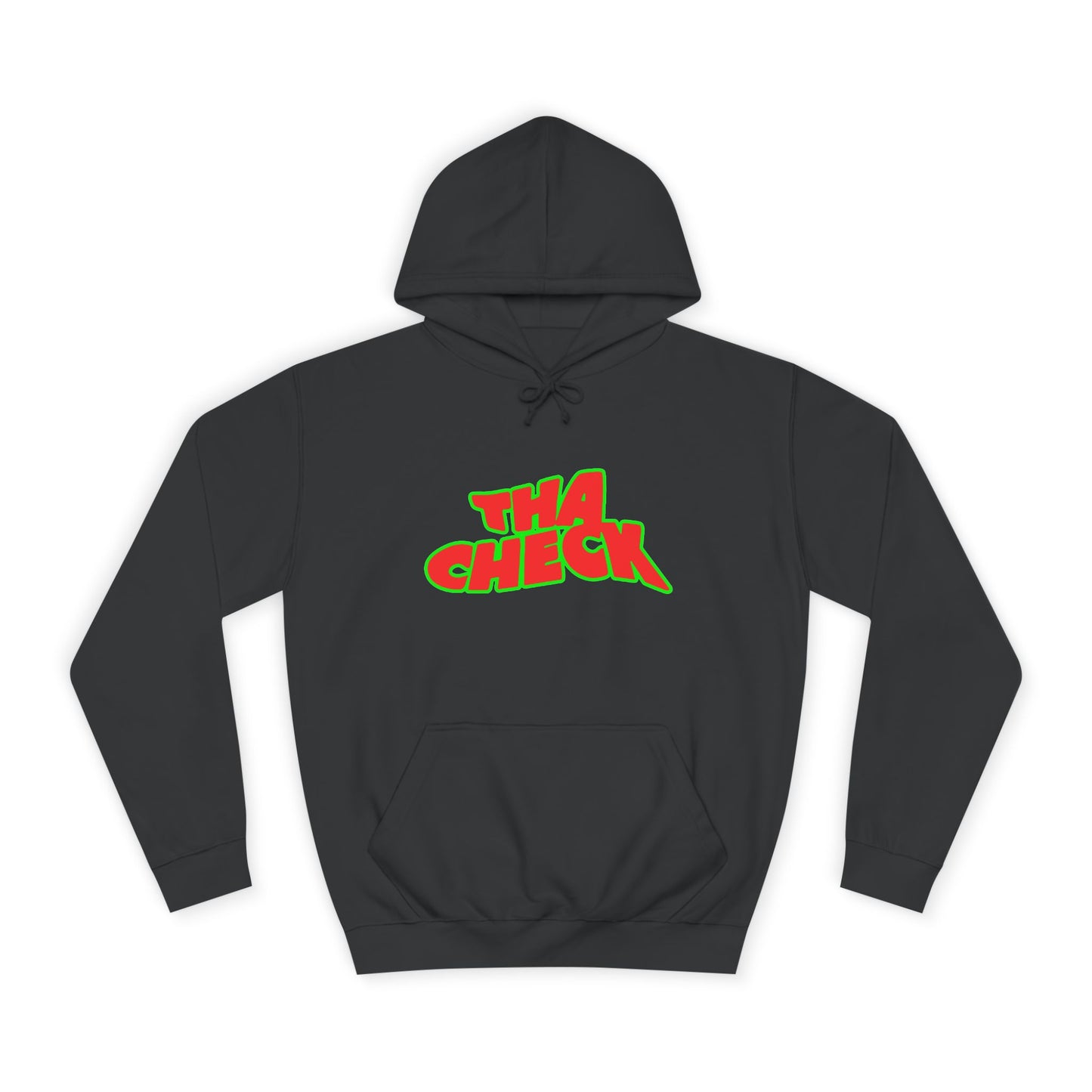 Colorful Unisex College Hoodie with 'THA CHECK' Design