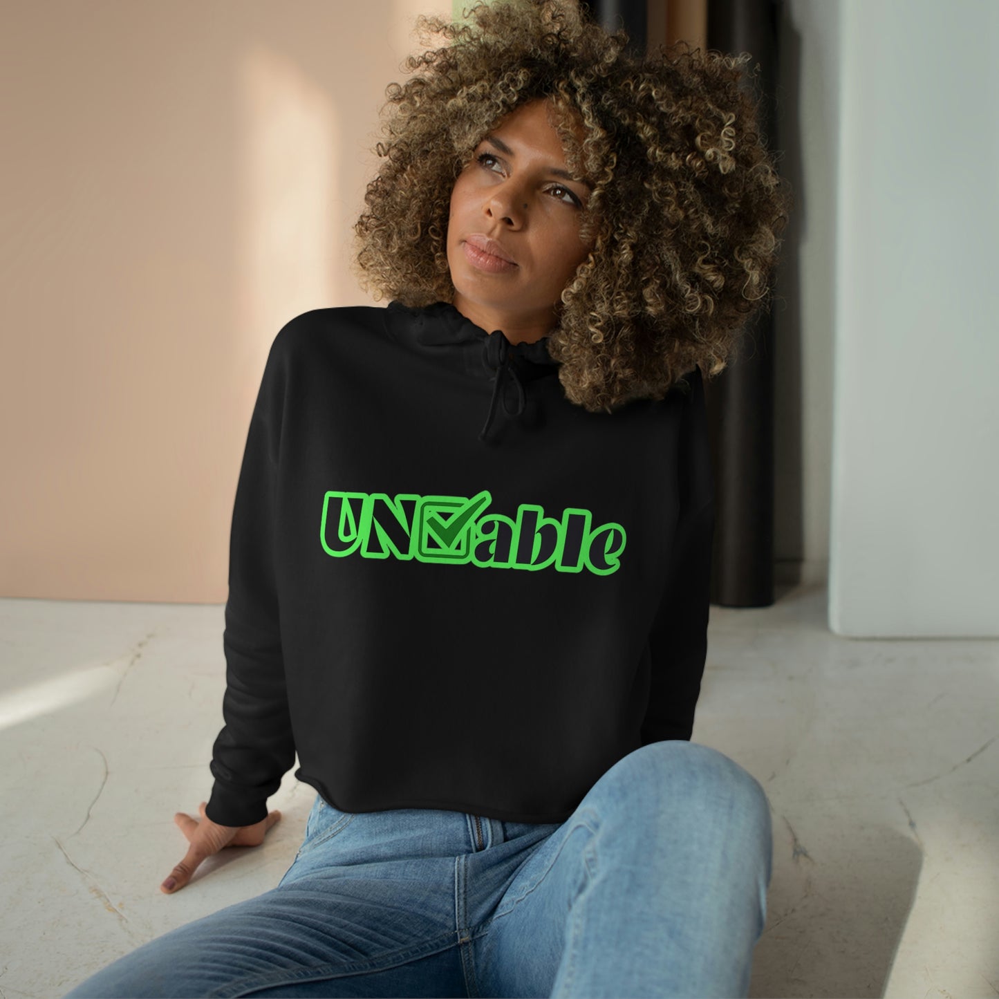 Uncheckable Baylor Green Crop Hoodie